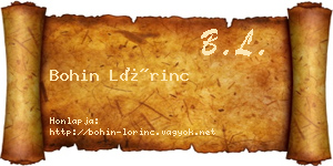 Bohin Lőrinc névjegykártya
